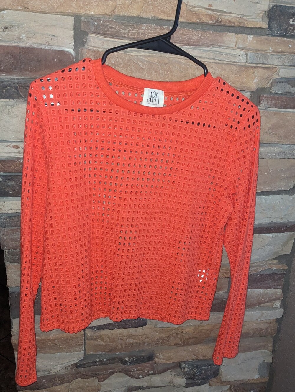 Orange Openwork Long-Sleeve Sweatshirt